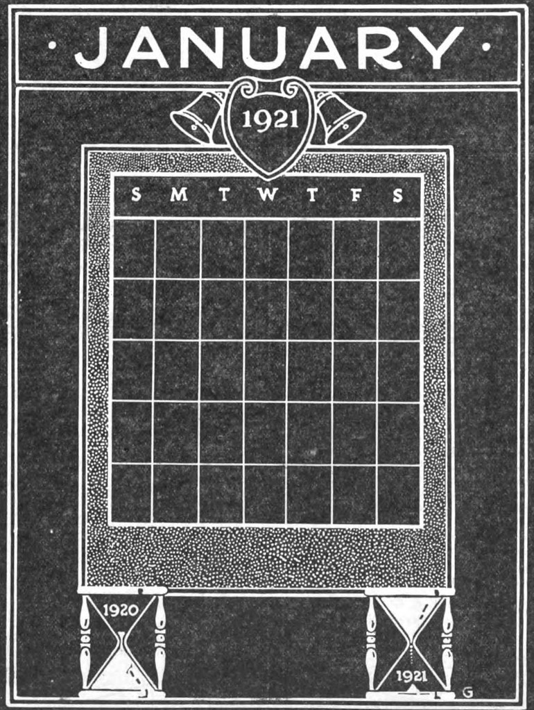 A handwritten calendar on a blackboard