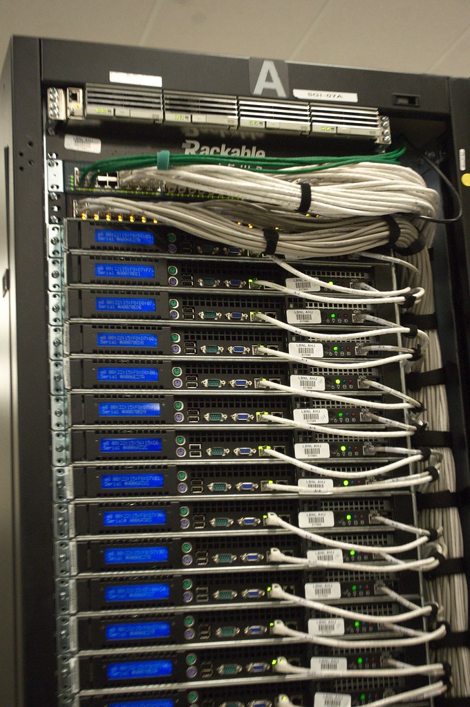 Rear of a data centre server rack