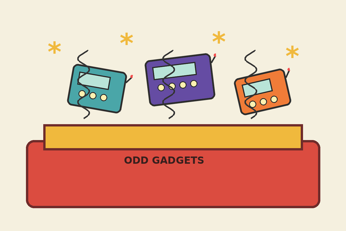 A box full of strange colourful gadgets